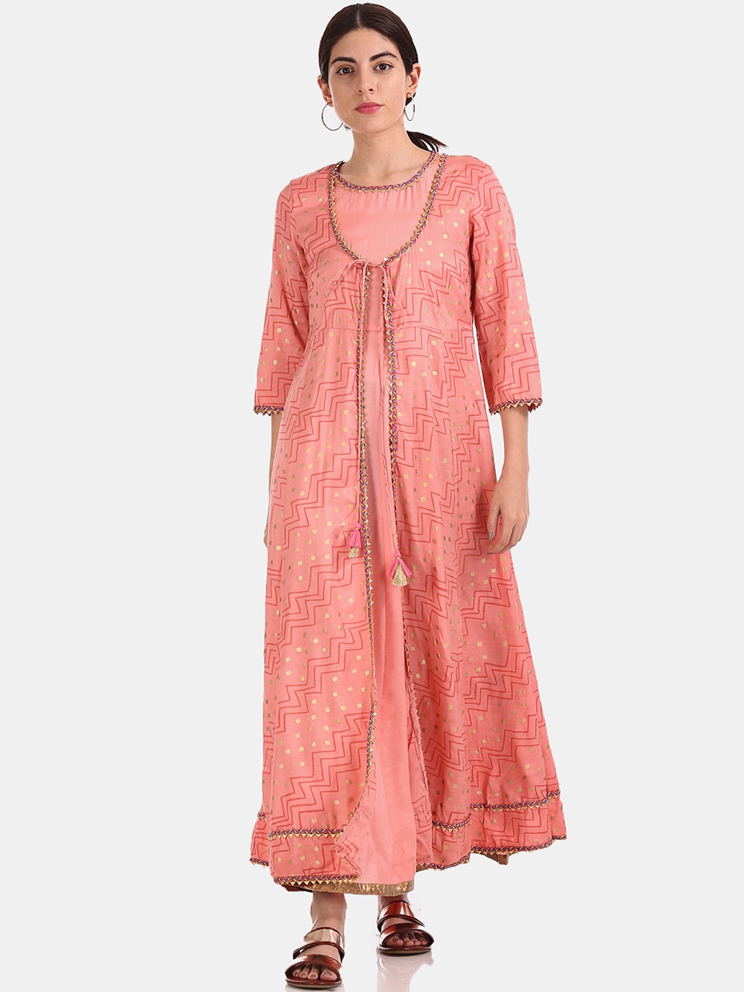 

Anahi Women Pink Solid Anarkali Kurta With Jacket