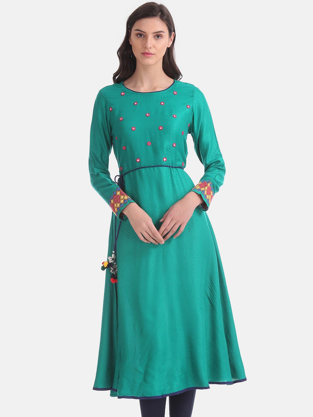 

Anahi Women Green Flared Sleeves Gotta Patti Anarkali Kurta