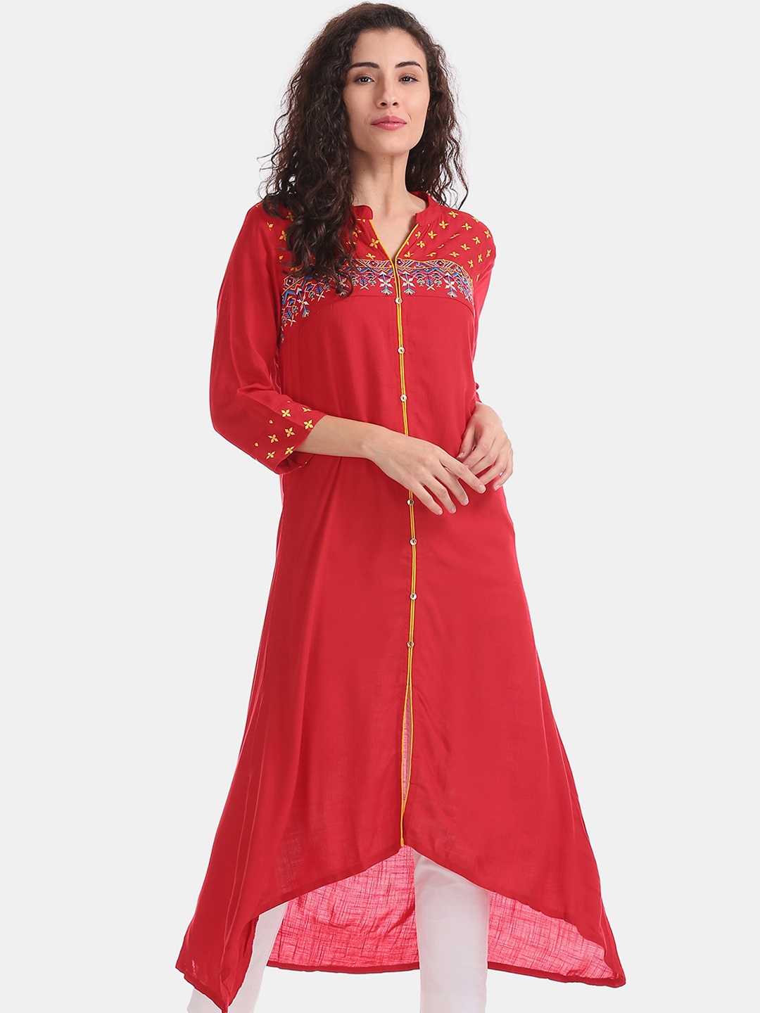 

Anahi Women Red & Blue Geometric Embroidered Kurta
