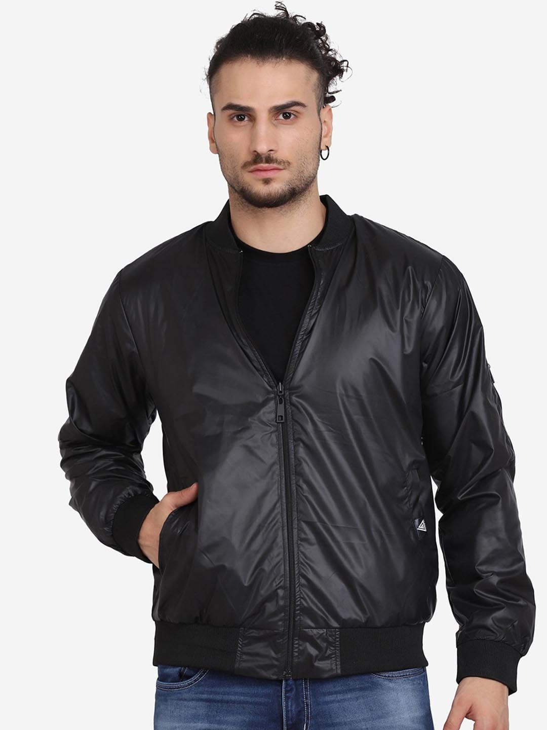 

Aesthetic Bodies Men Black Reversible Crop Bomber Jacket