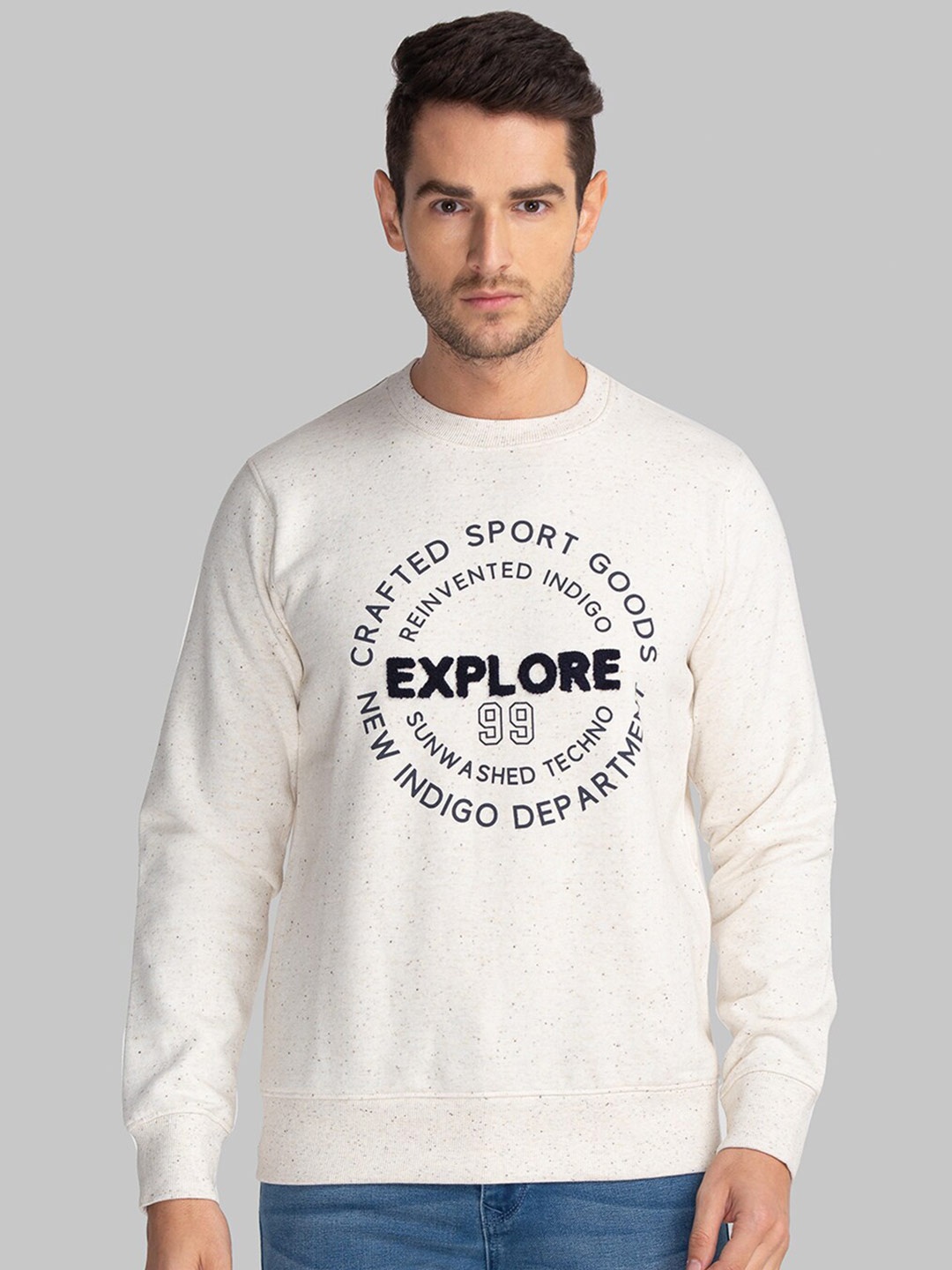 

Parx Men Off White Printed Sweatshirt