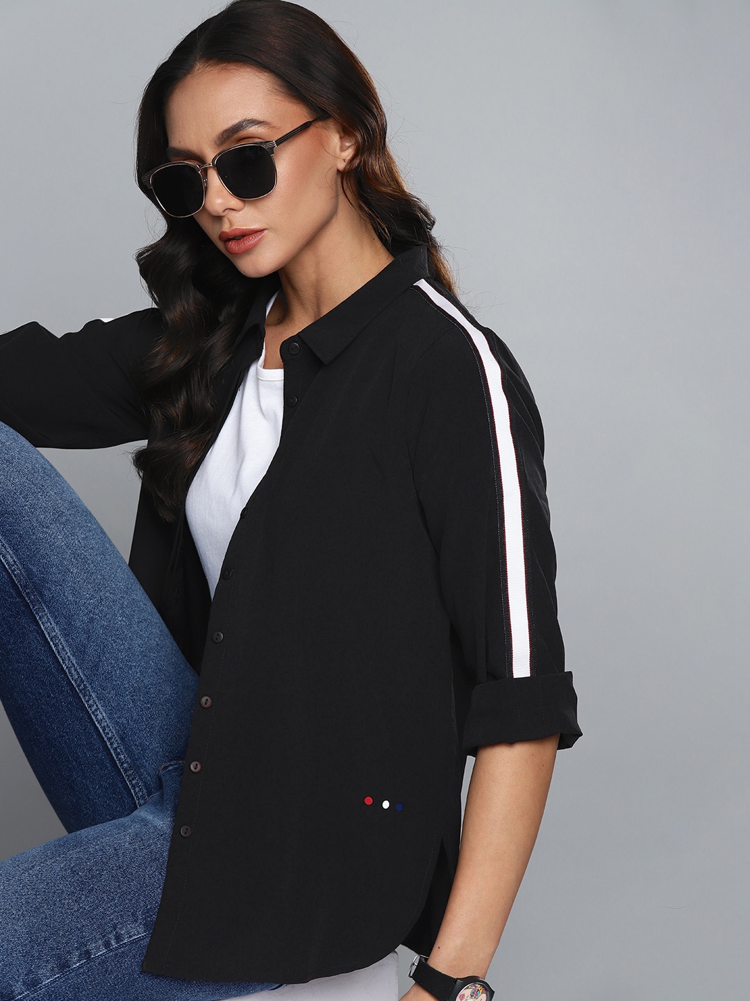 

Harvard Women Black Solid Casual Shirt