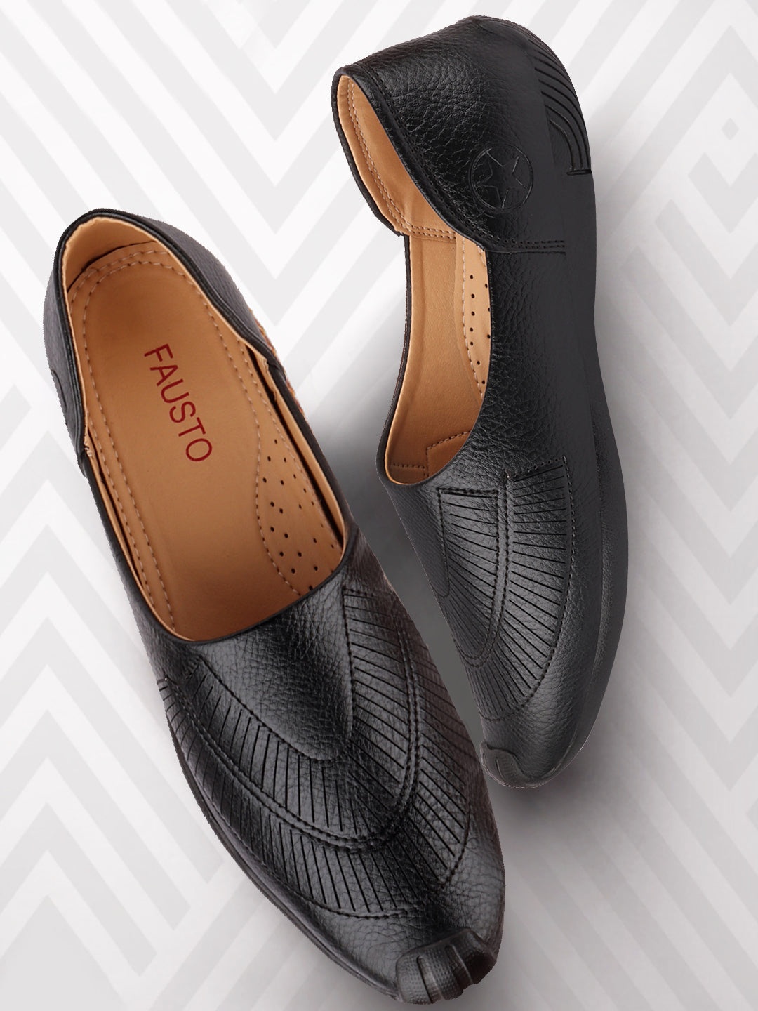 

FAUSTO Men Black Textured PU Slip-On Sneakers
