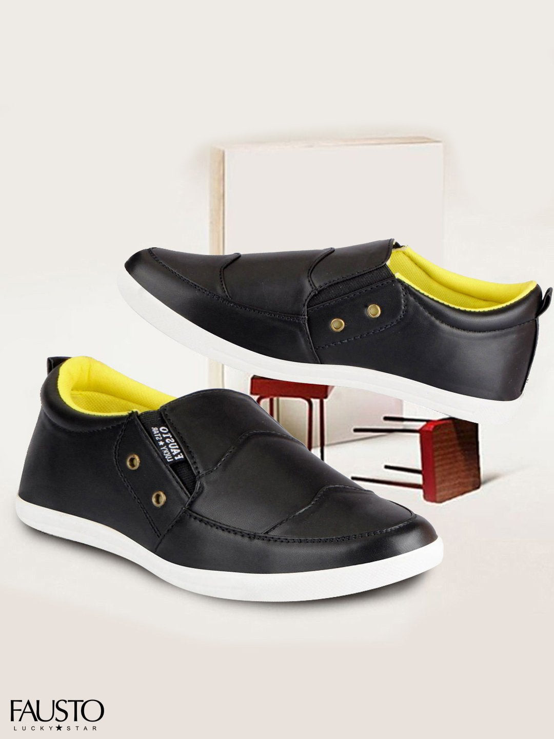 

FAUSTO Men Black Slip-On Sneakers