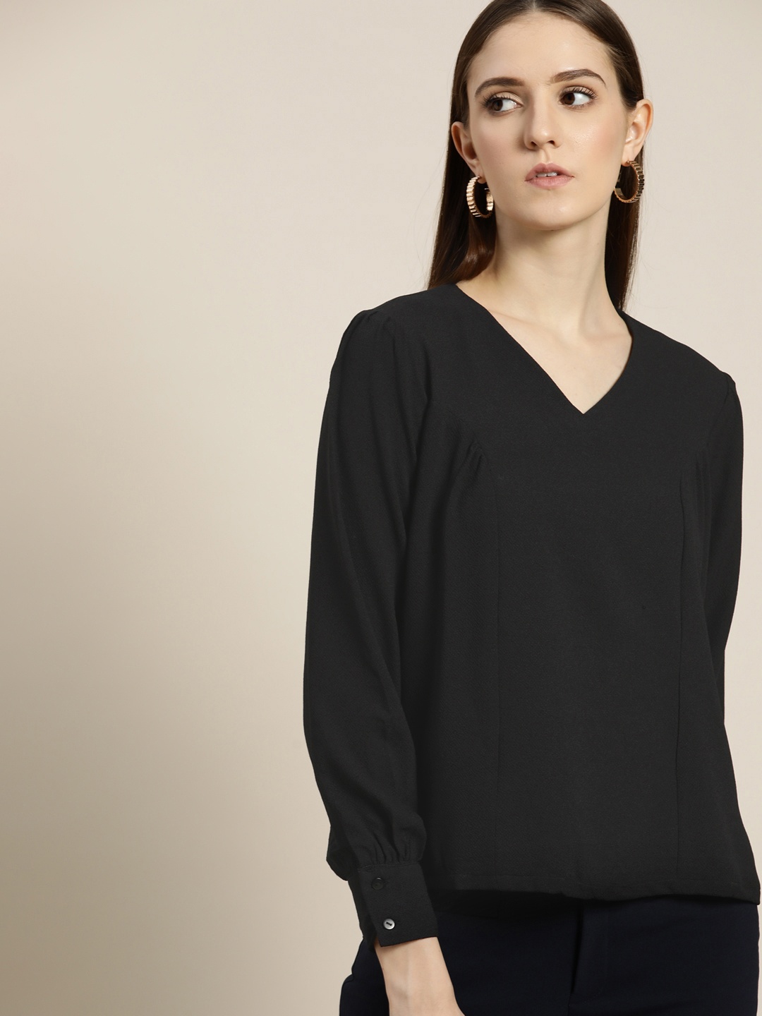 

her by invictus Black Solid Regular Top