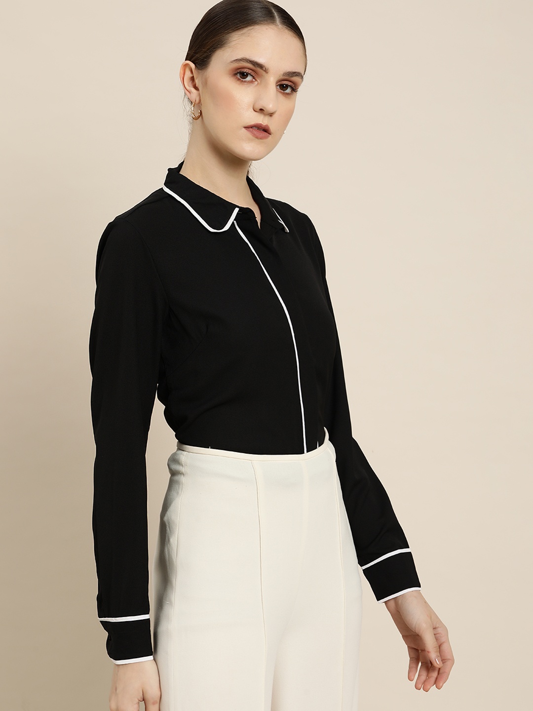 

her by invictus Women Black Solid Formal Shirt