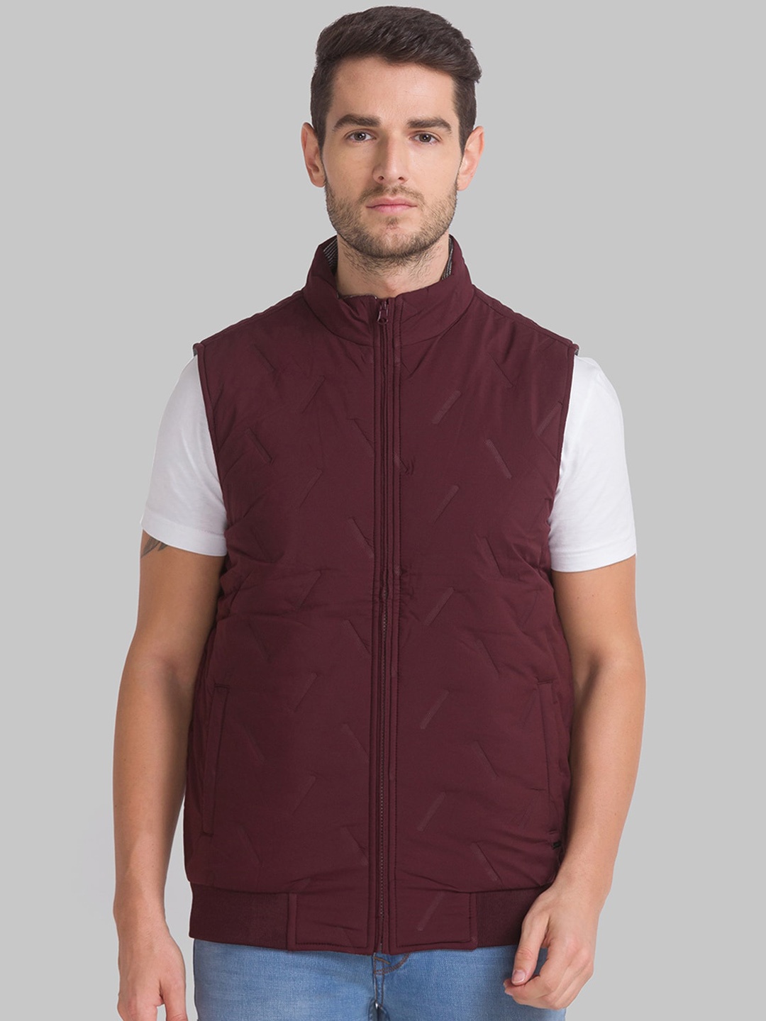 

Parx Men Maroon Self Design Padded Jacket