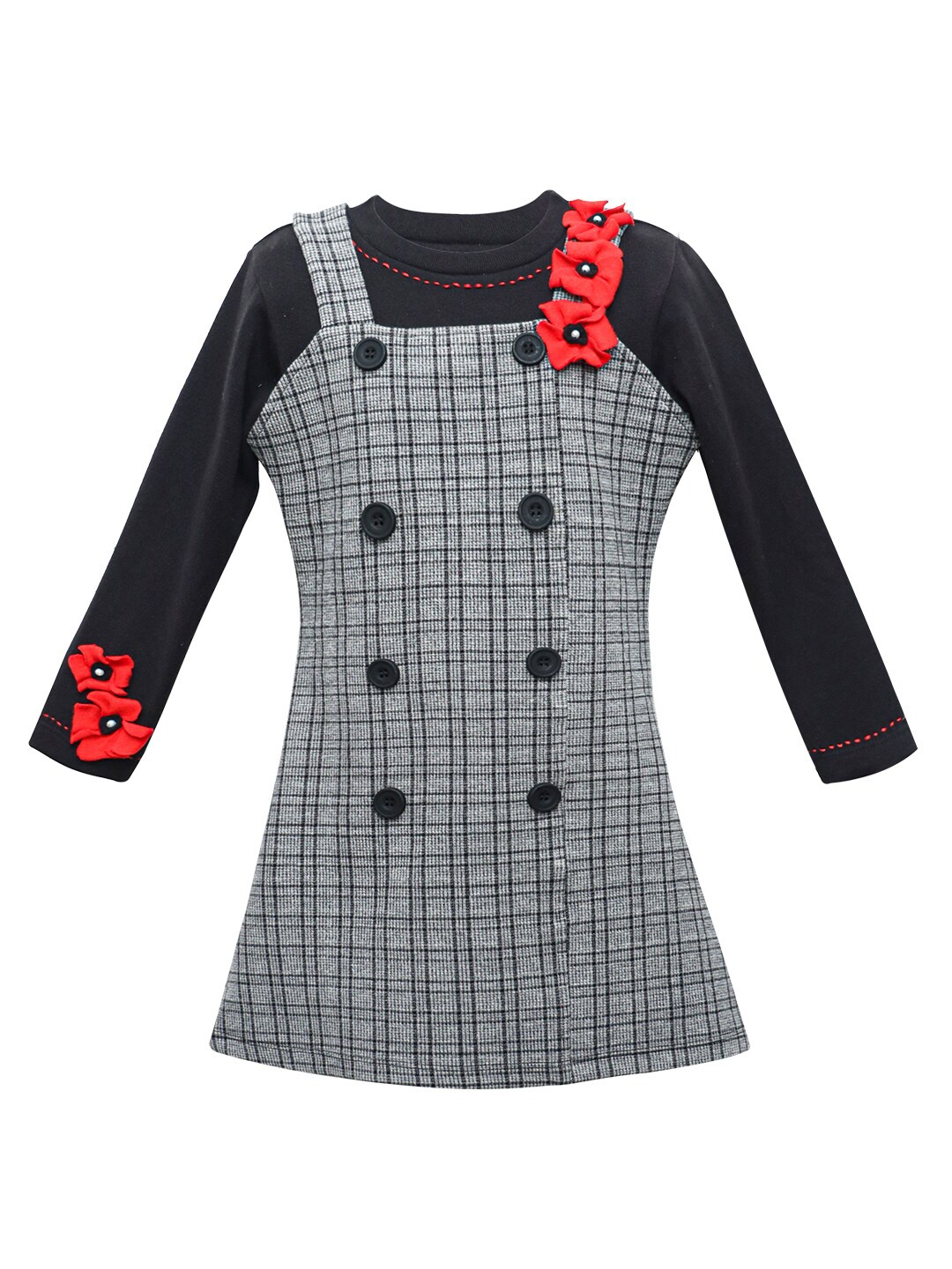 

Daffodils GIRLS WEAR Black Checked Formal Pinafore Dress