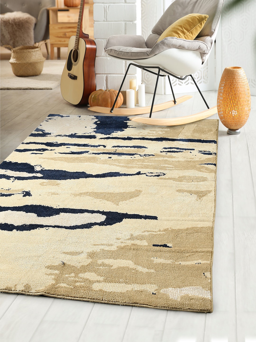 

Saral Home Beige & Navy Blue Textured Cotton Rectangular Carpet