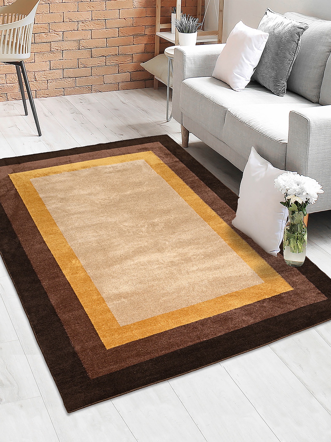 

Saral Home Beige & Brown Printed Cotton Rectangular Carpet