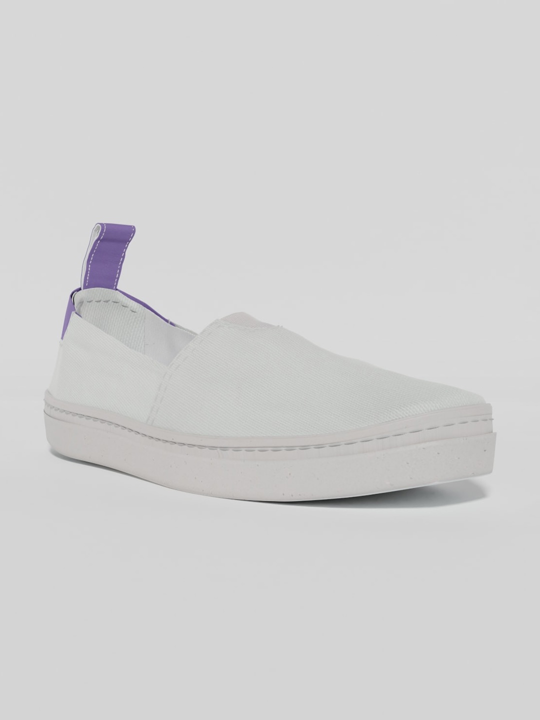 

LOKAIT The Sneakers Company Women White and Lavender Slip-on Sneakers
