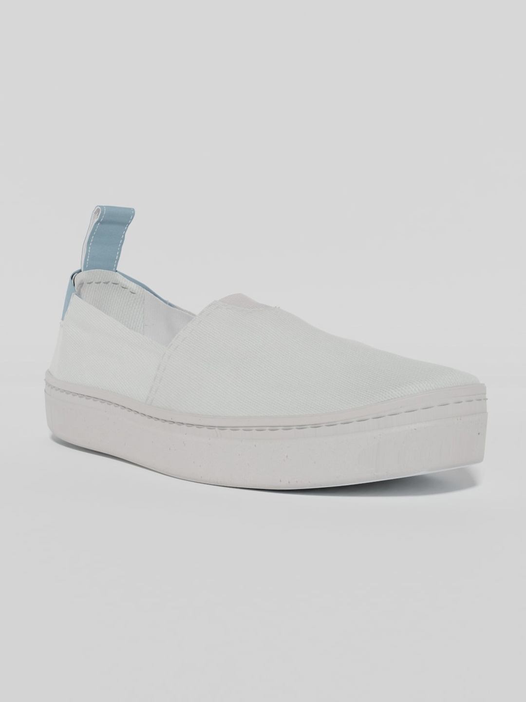 

LOKAIT The Sneakers Company Men White and Sky Blue Slip-on Sneakers