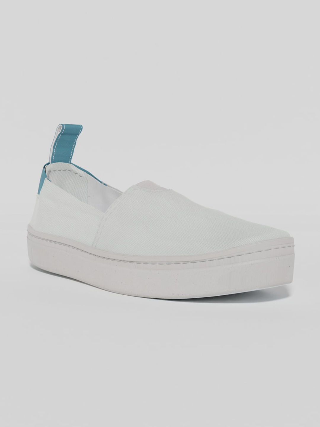 

LOKAIT The Sneakers Company Men White and Ash Blue Slip-on Sneakers