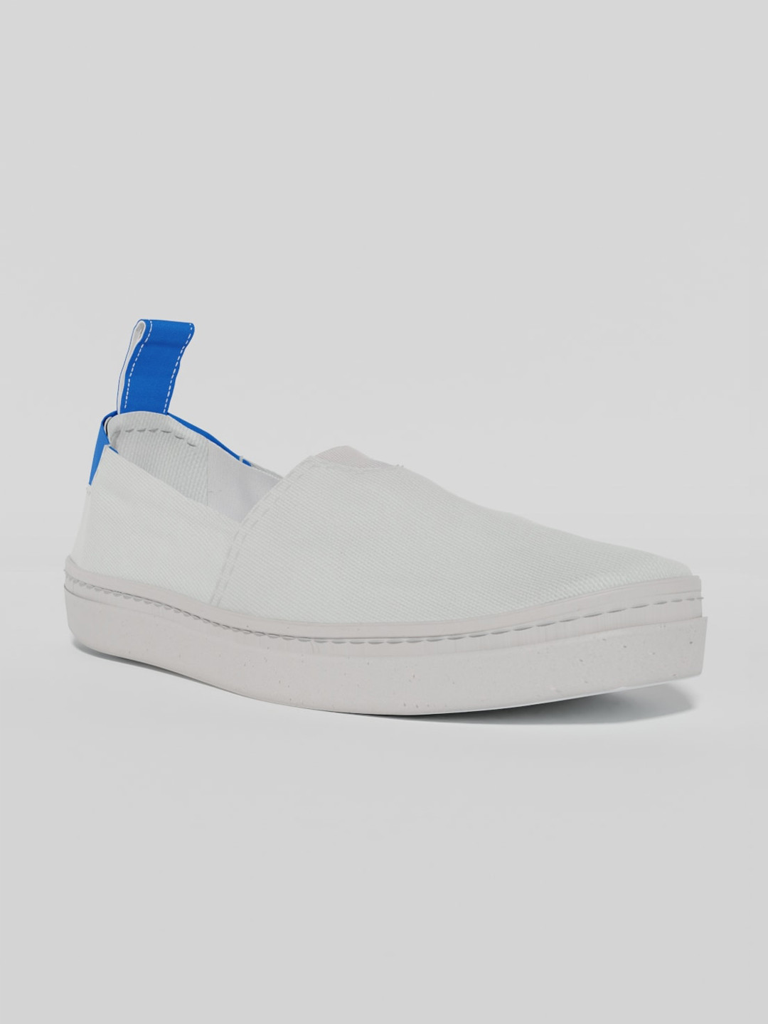 

LOKAIT The Sneakers Company Women White and Sea Blue Slip-on Sneakers