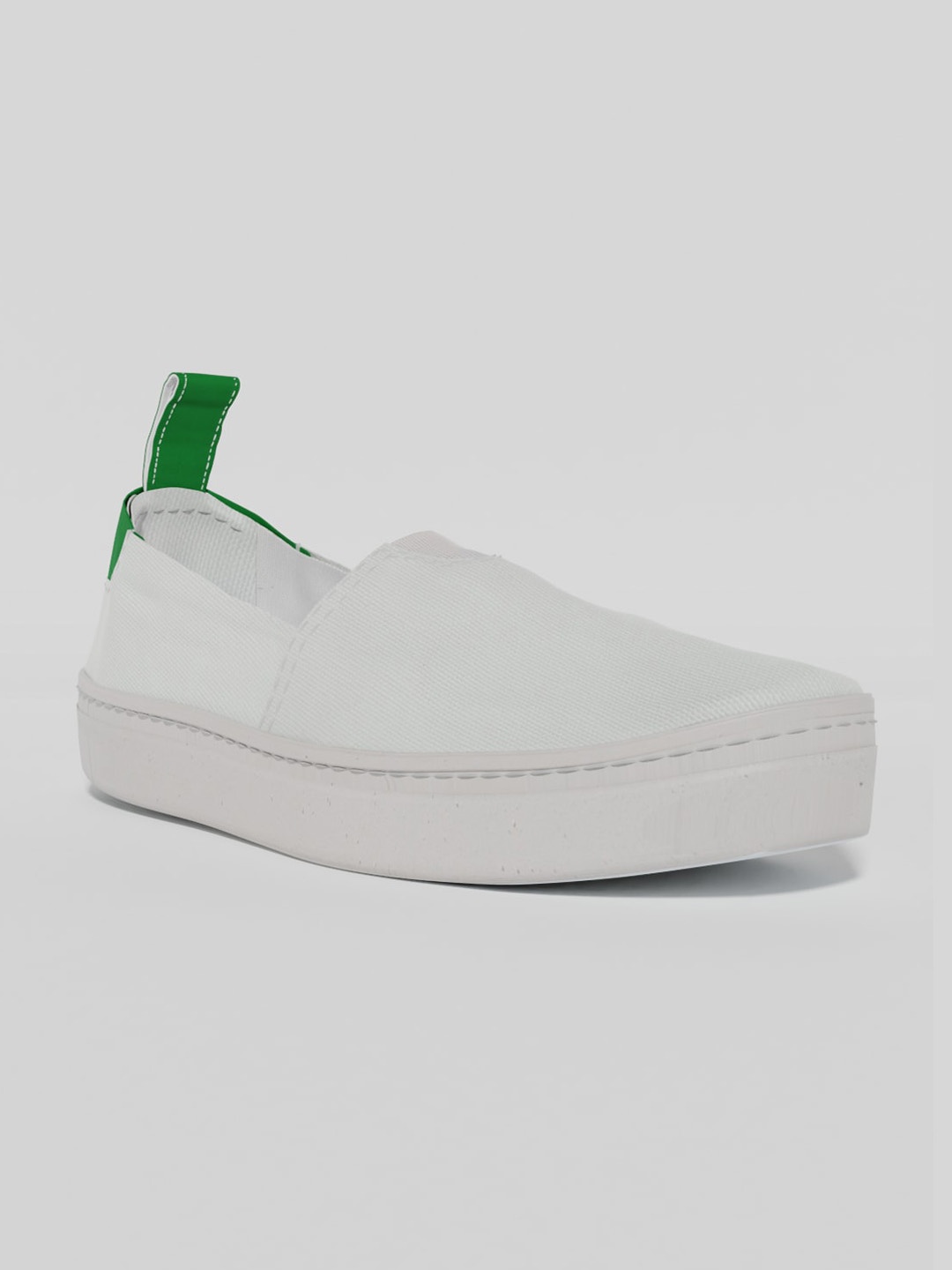 

LOKAIT The Sneakers Company Men White and Green Slip-on Sneakers