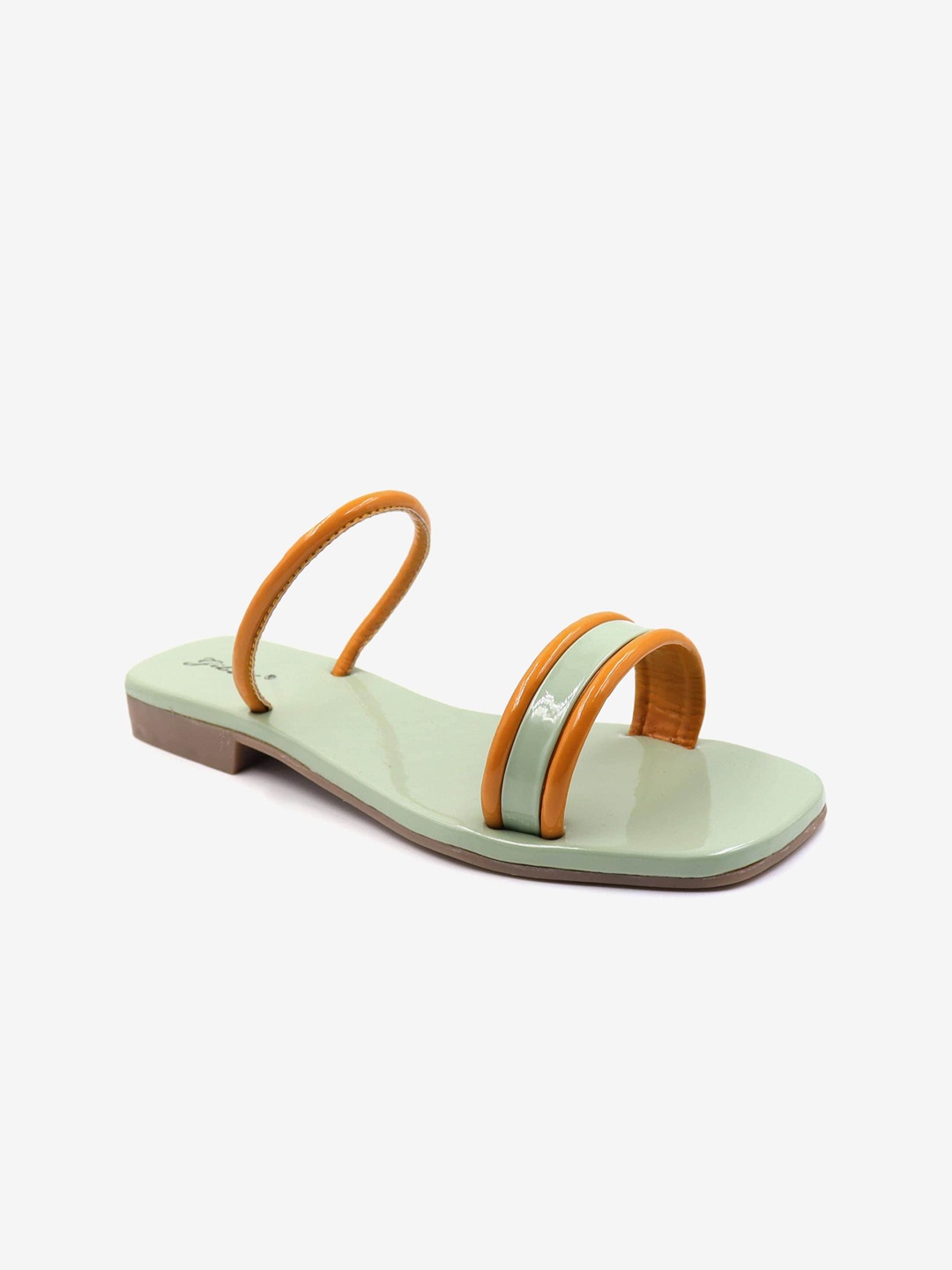 

Gibelle Women Green Striped Open Toe Flats