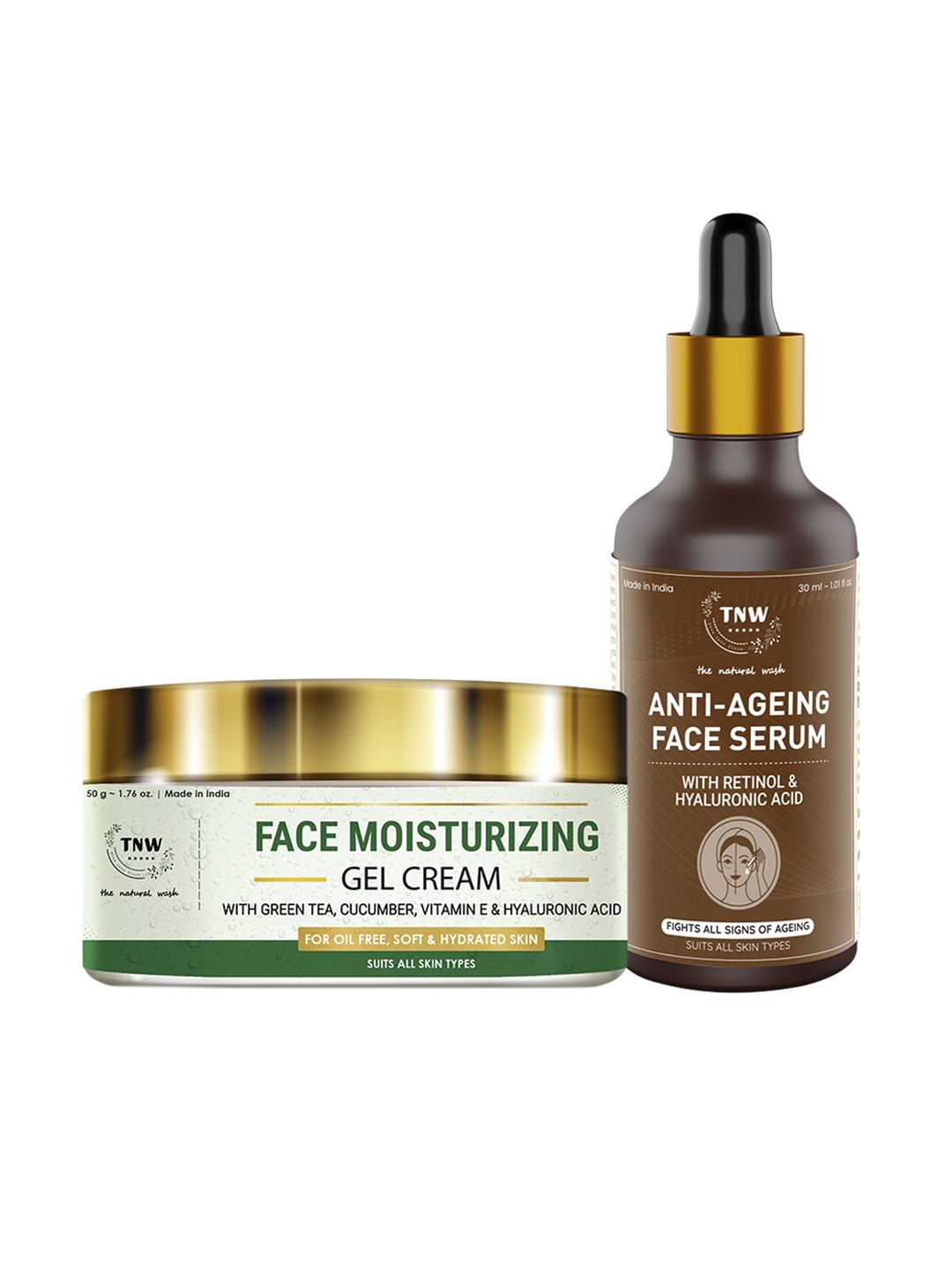 

TNW the natural wash Set of 2 Face Moisturizing Gel Cream & Anti Aging Face Serum, White