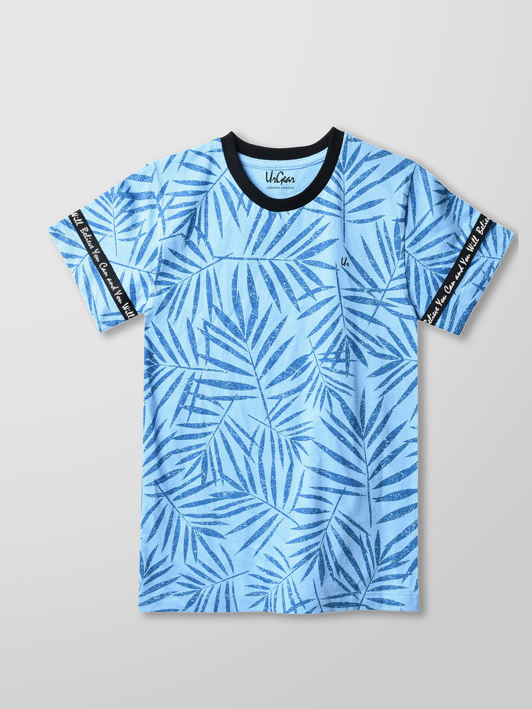 

UrGear Unisex Kids Blue Floral Printed Tropical T-shirt