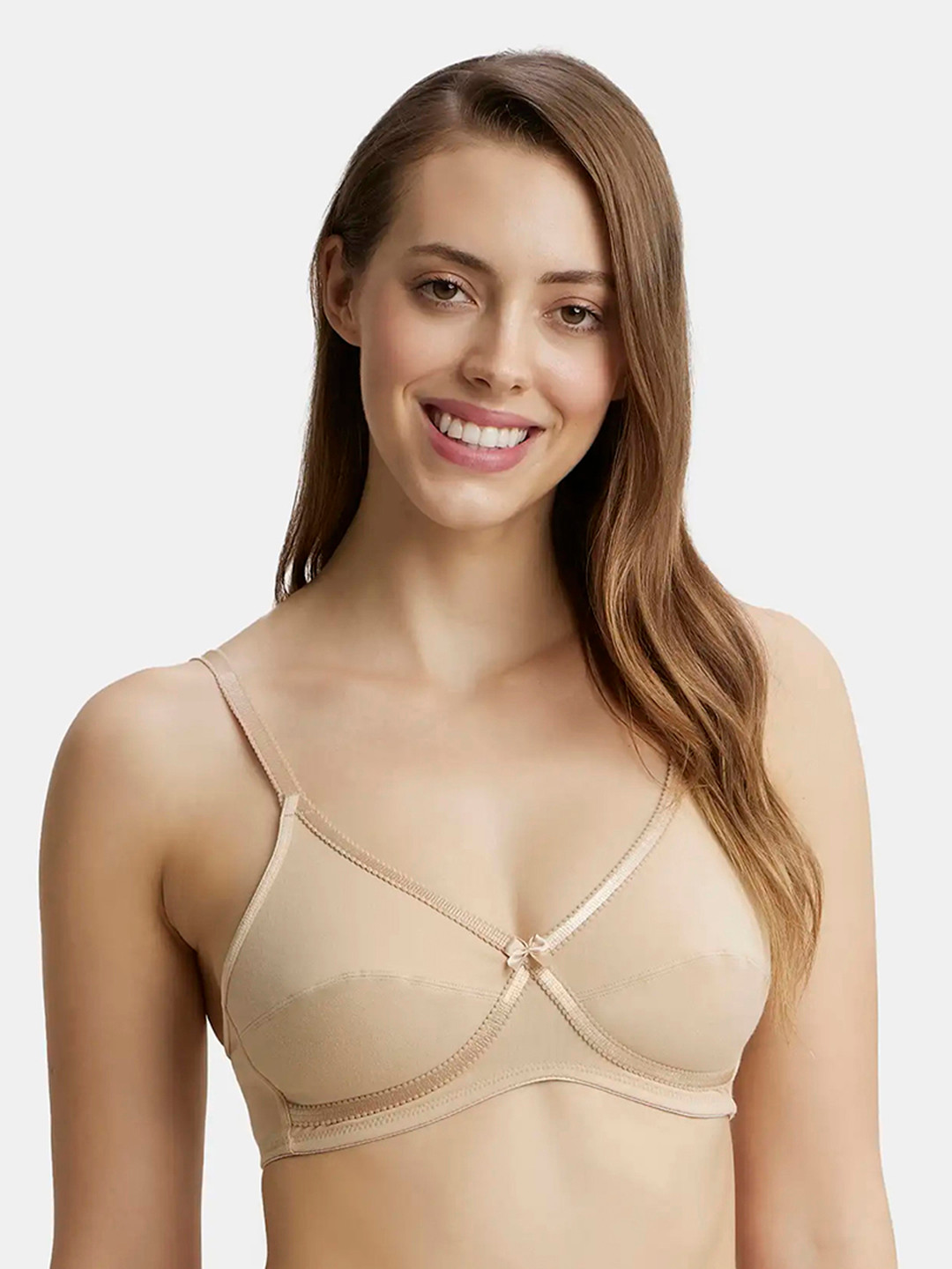 

Jockey Wirefree Non Padded Cotton Medium Coverage Cross Over Everyday Bra-1242, Beige
