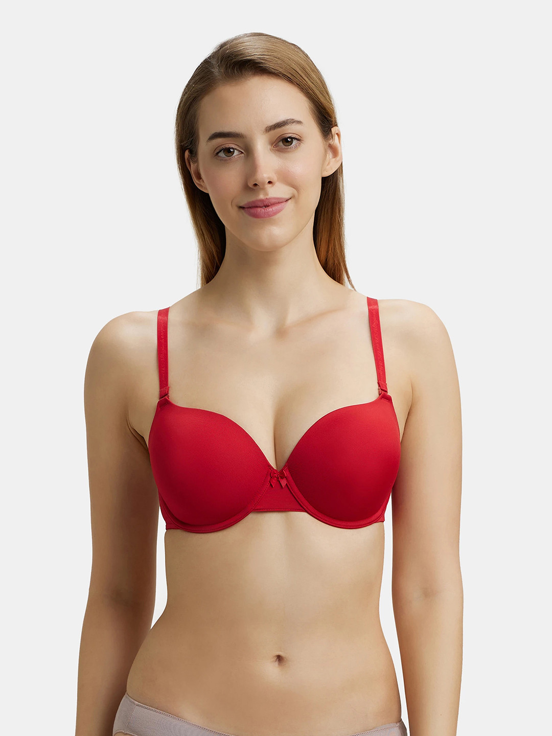 

Jockey UnderWired Padded Micro Touch Stretch Medium Coverage Tshirt Bra-UL60, Red