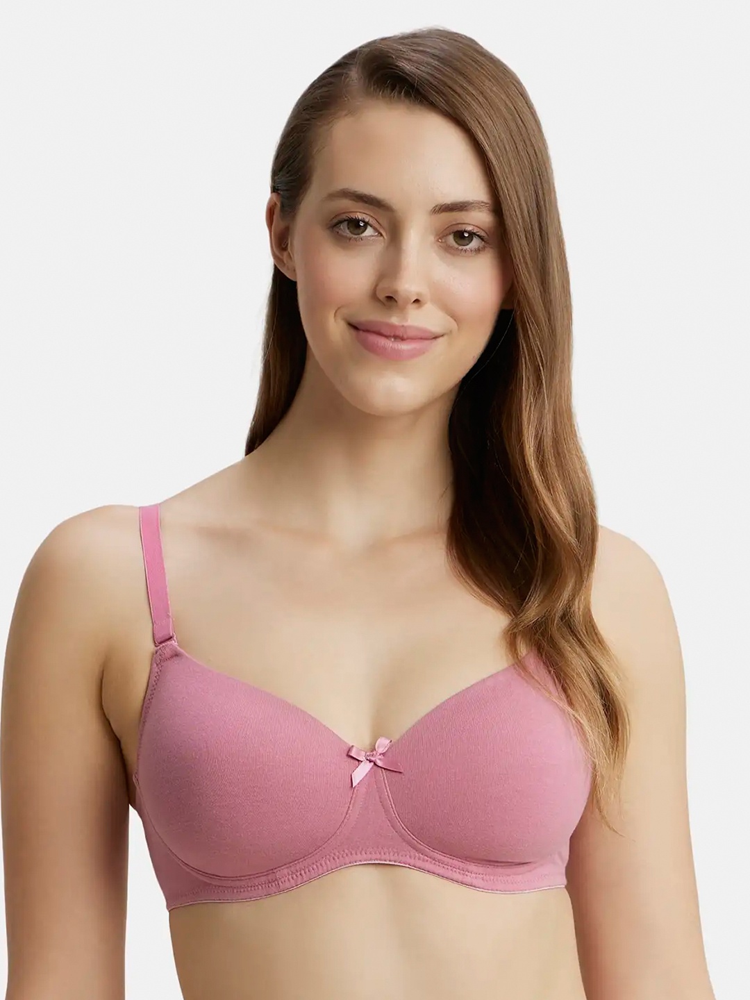 

Jockey Wirefree Padded Cotton Medium Coverage Multiway Styling Tshirt Bra-FE23, Pink