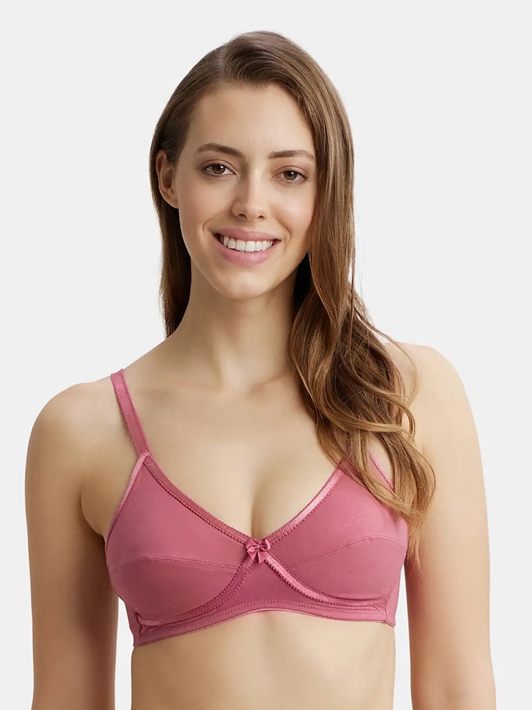 

Jockey Non-Wired Non Padded Combed Cotton Stretch Medium Coverage Everyday Bra 1242-0105, Pink