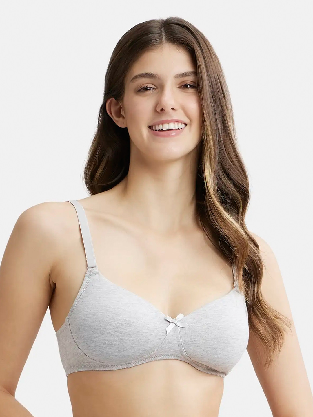 

Jockey Wirefree Padded Cotton Medium Coverage Multiway Styling Tshirt Bra-FE23, Grey