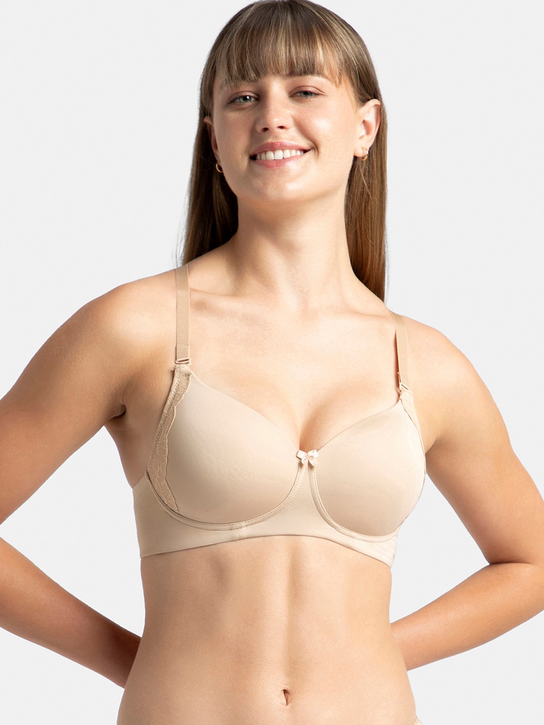 

Jockey Wirefree Padded Soft Touch Full Coverage Multiway Styling Tshirt Bra-1816, Beige