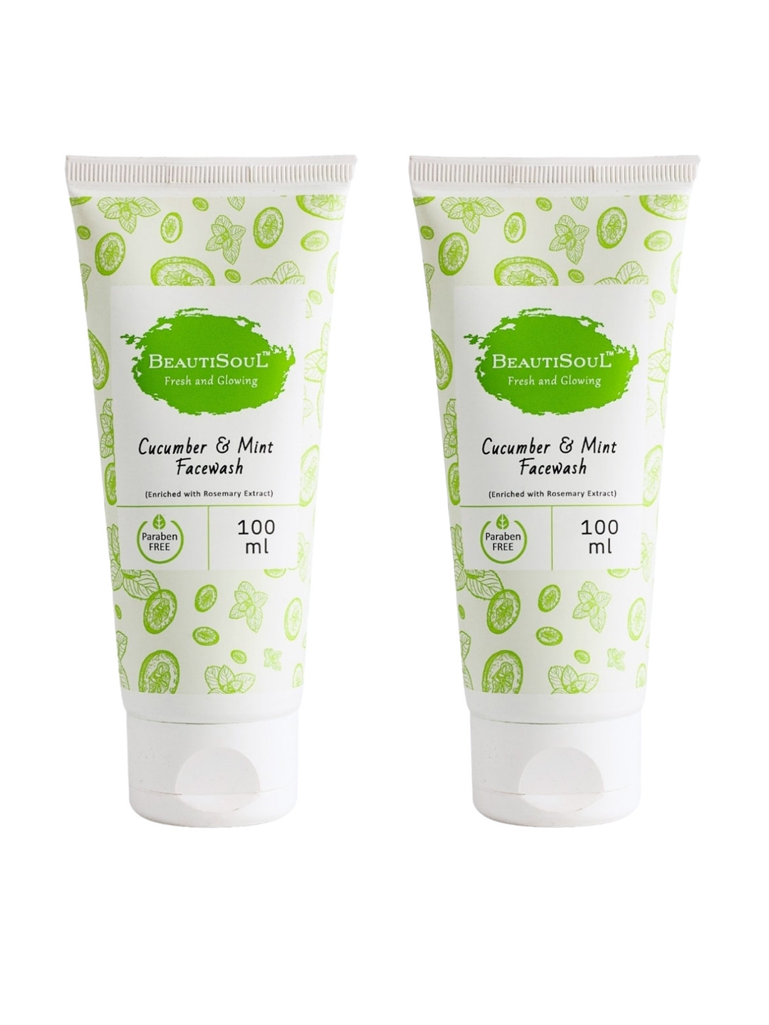 

Beautisoul Pack of 2 Cucumber and Mint Face Wash - 100ml Each, Green