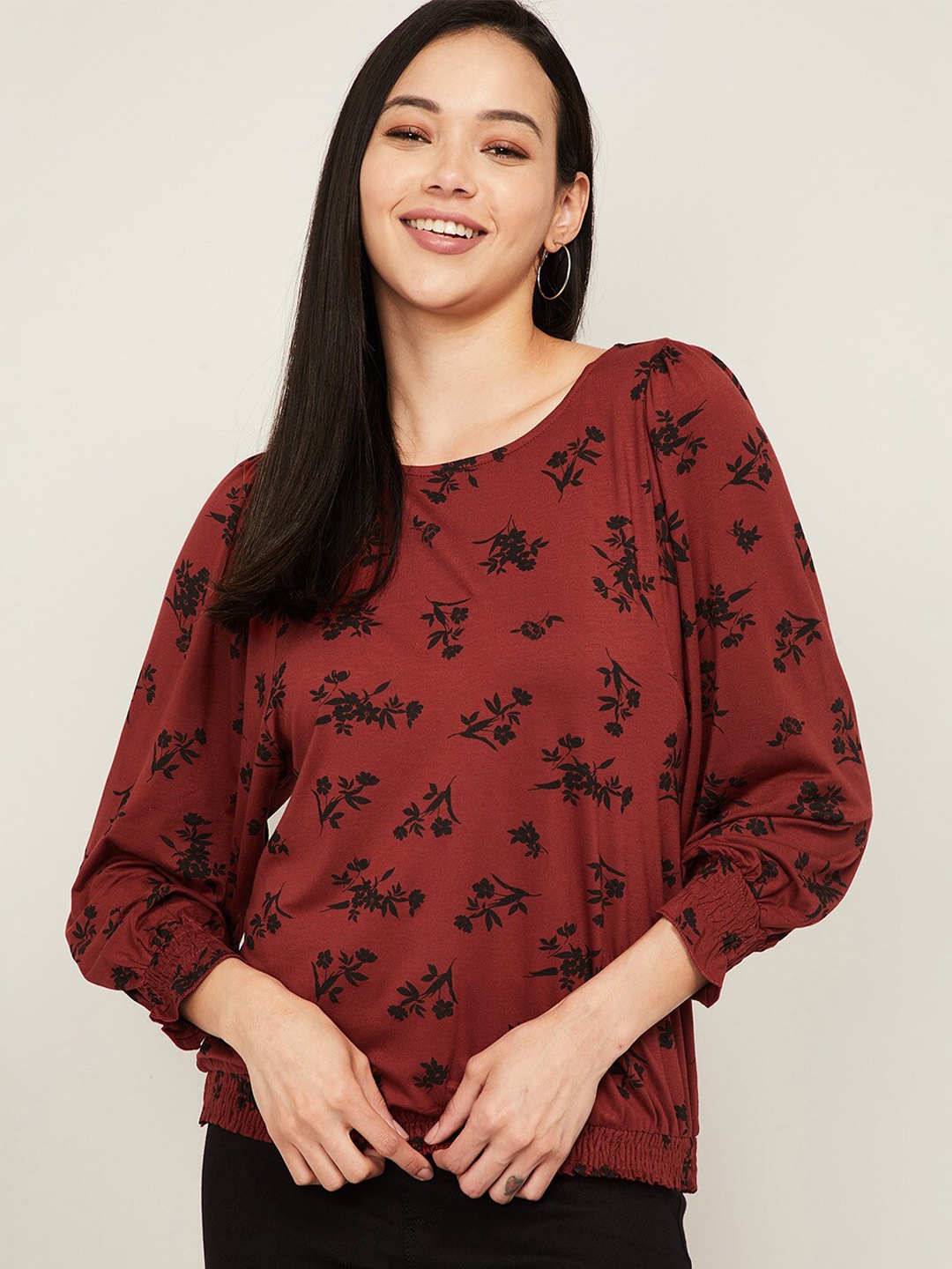 

CODE by Lifestyle Maroon Floral Bardot Top