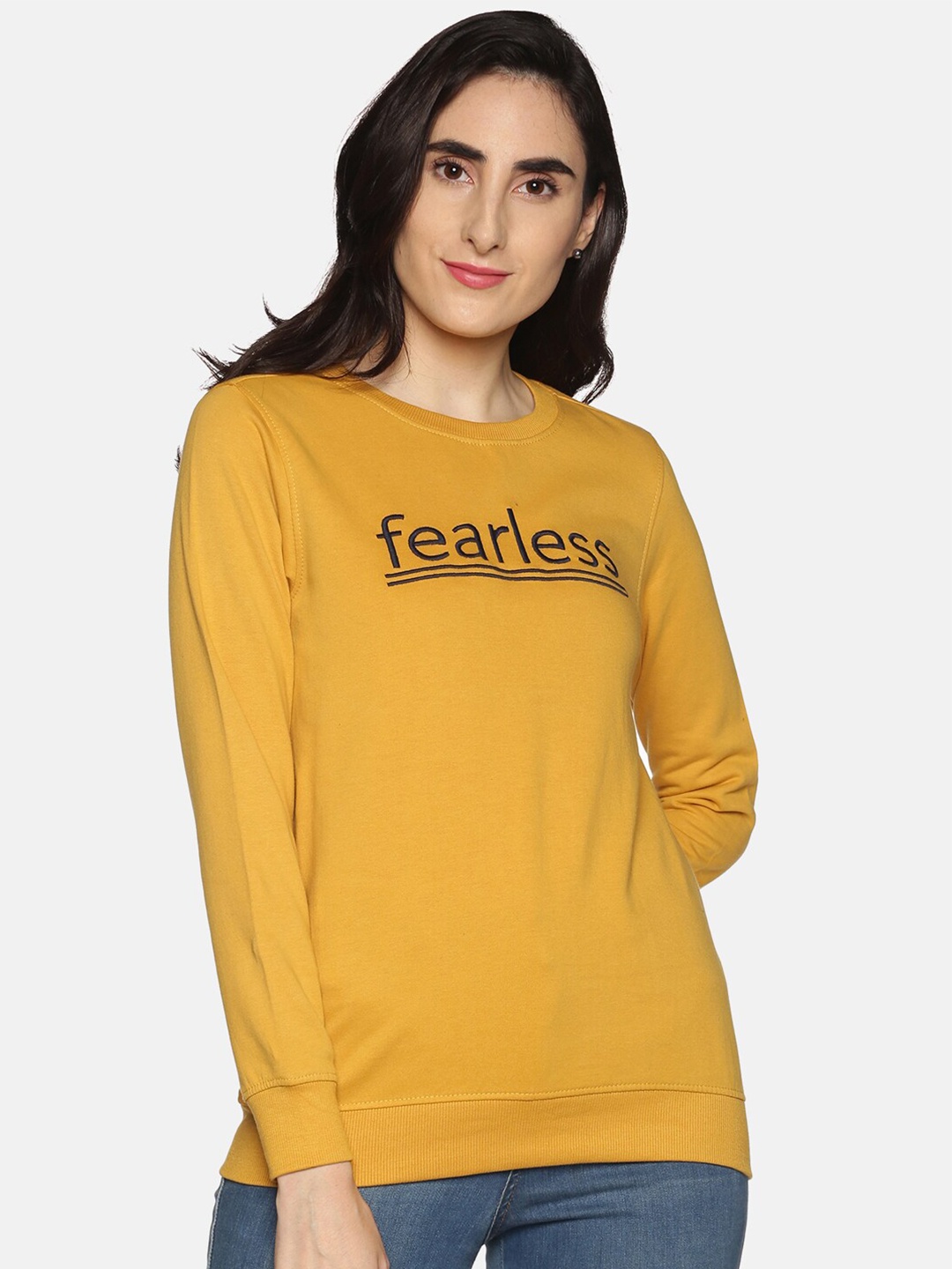 

DAiSY Women Mustard Printed Sweatshirt