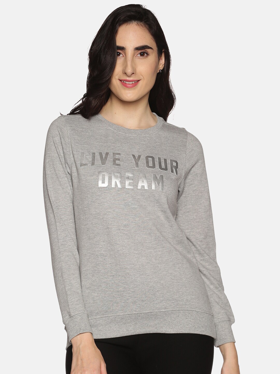 

DAiSY Women Grey Printed Sweatshirt
