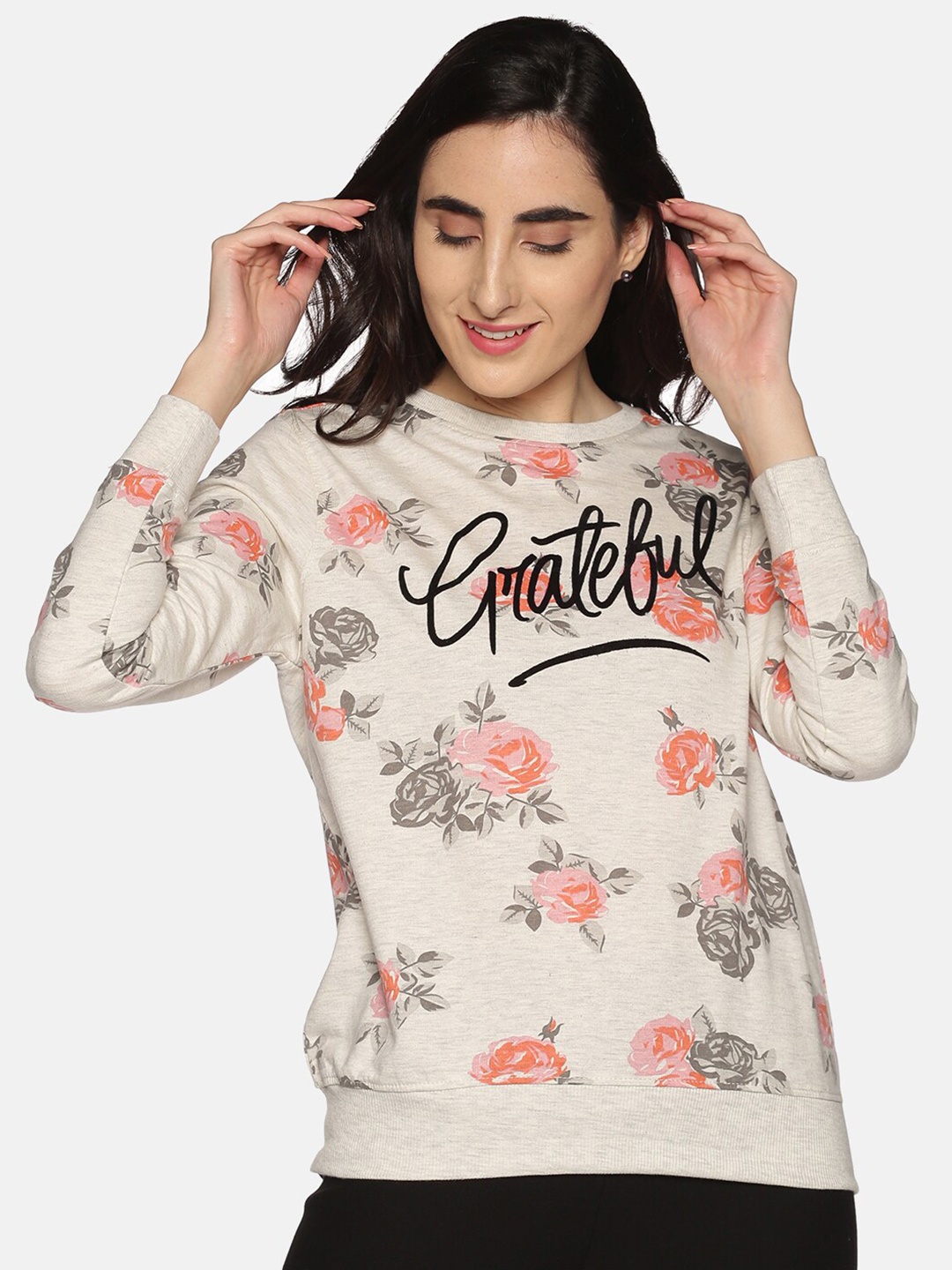 

DAiSY Women Grey Printed Sweatshirt