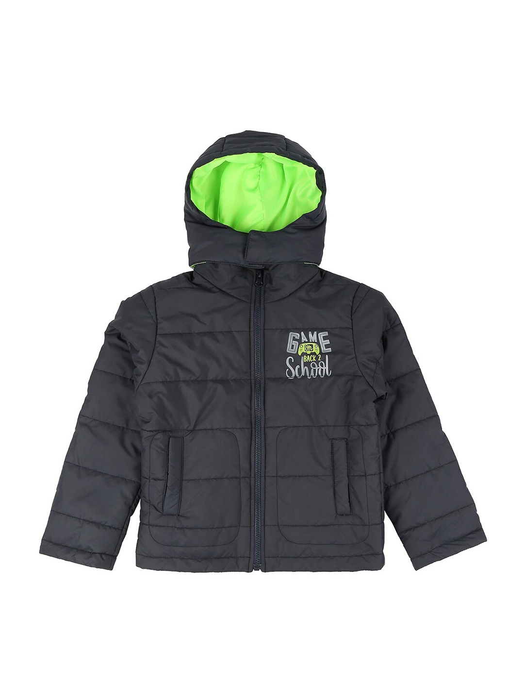

Zeel Boys Navy Blue Lightweight Puffer Jacket with Patchwork