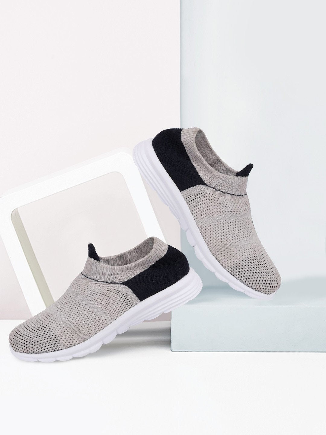 

FAUSTO Women Grey Mesh Walking Non-Marking Shoes