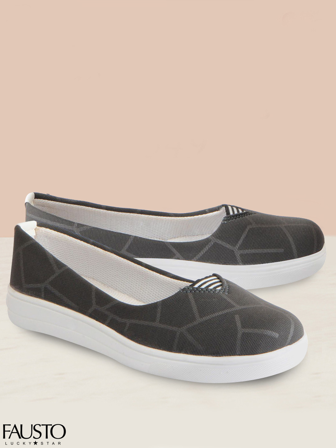 

FAUSTO Women Grey Printed Ballerinas Flats