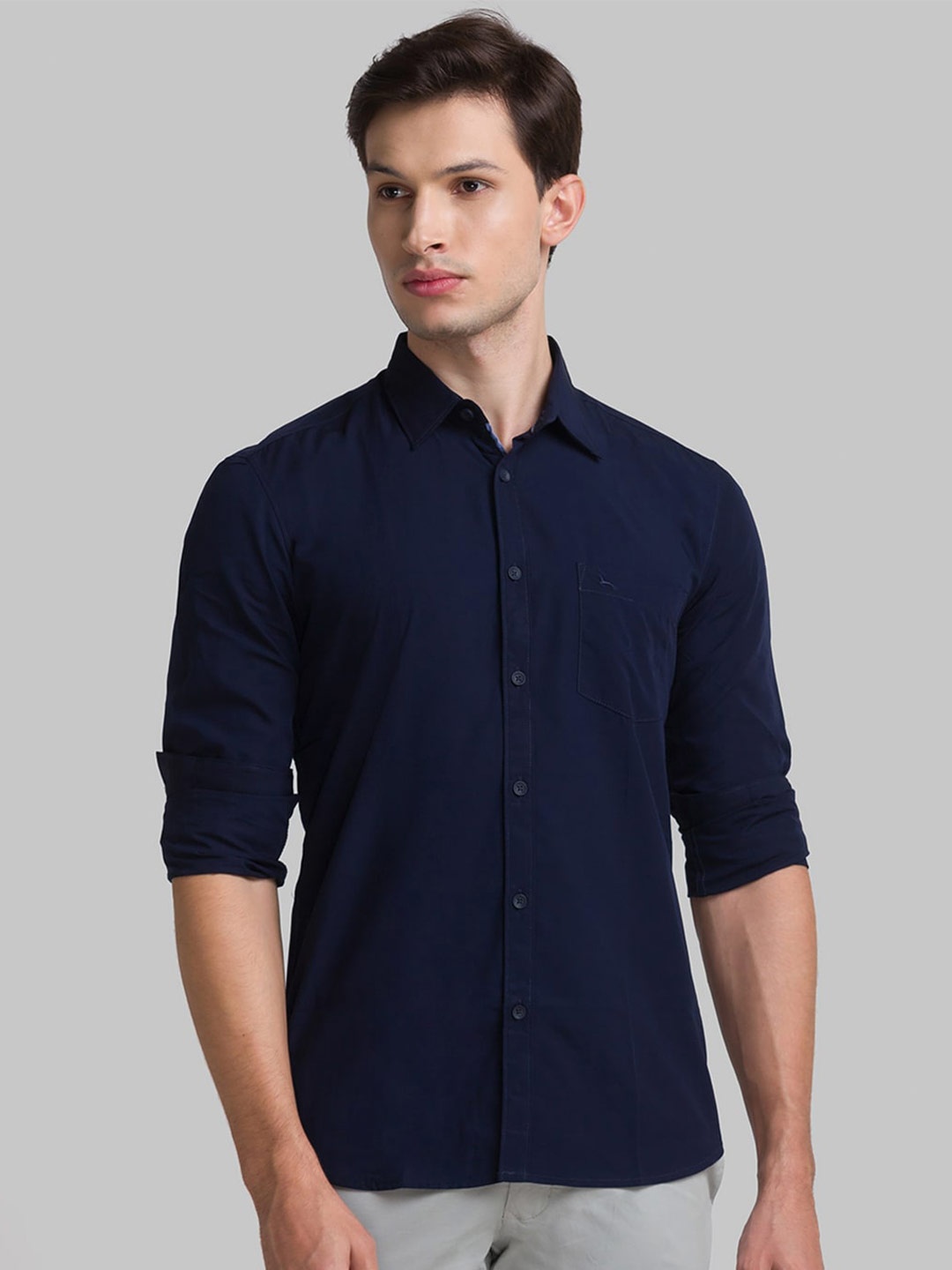 

Parx Men Blue Slim Fit Opaque Casual Shirt