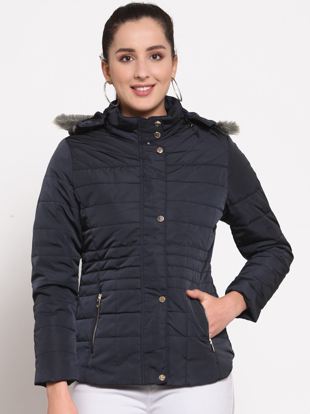 

Juelle Women Navy Blue Camouflage Parka Jacket