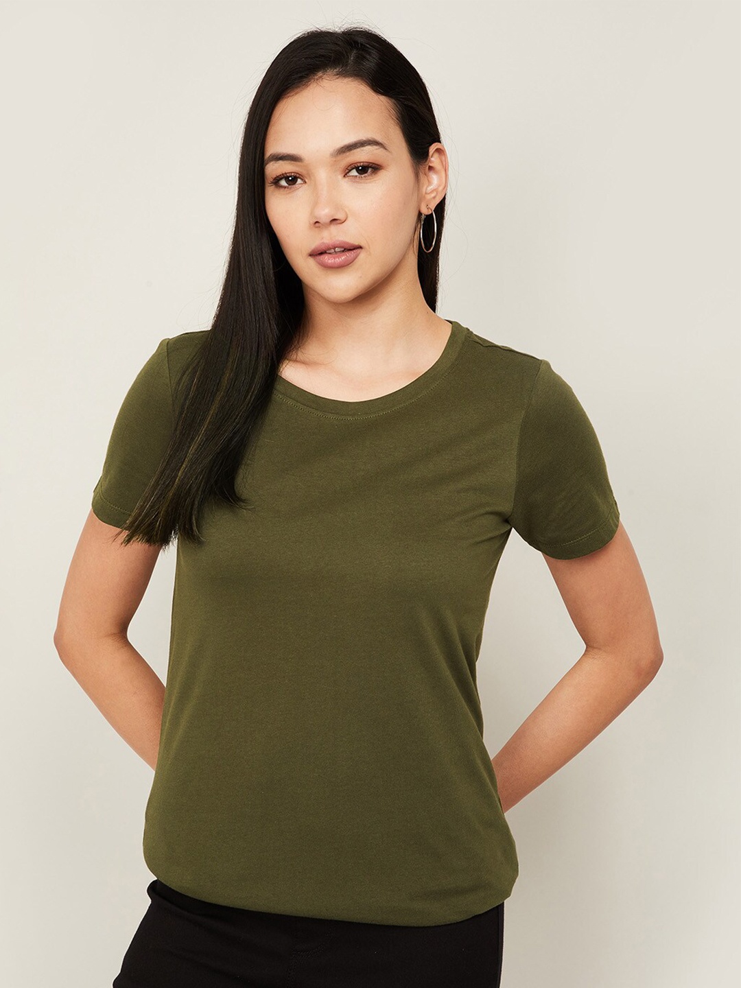 

Fame Forever by Lifestyle Olive Green Regular Top