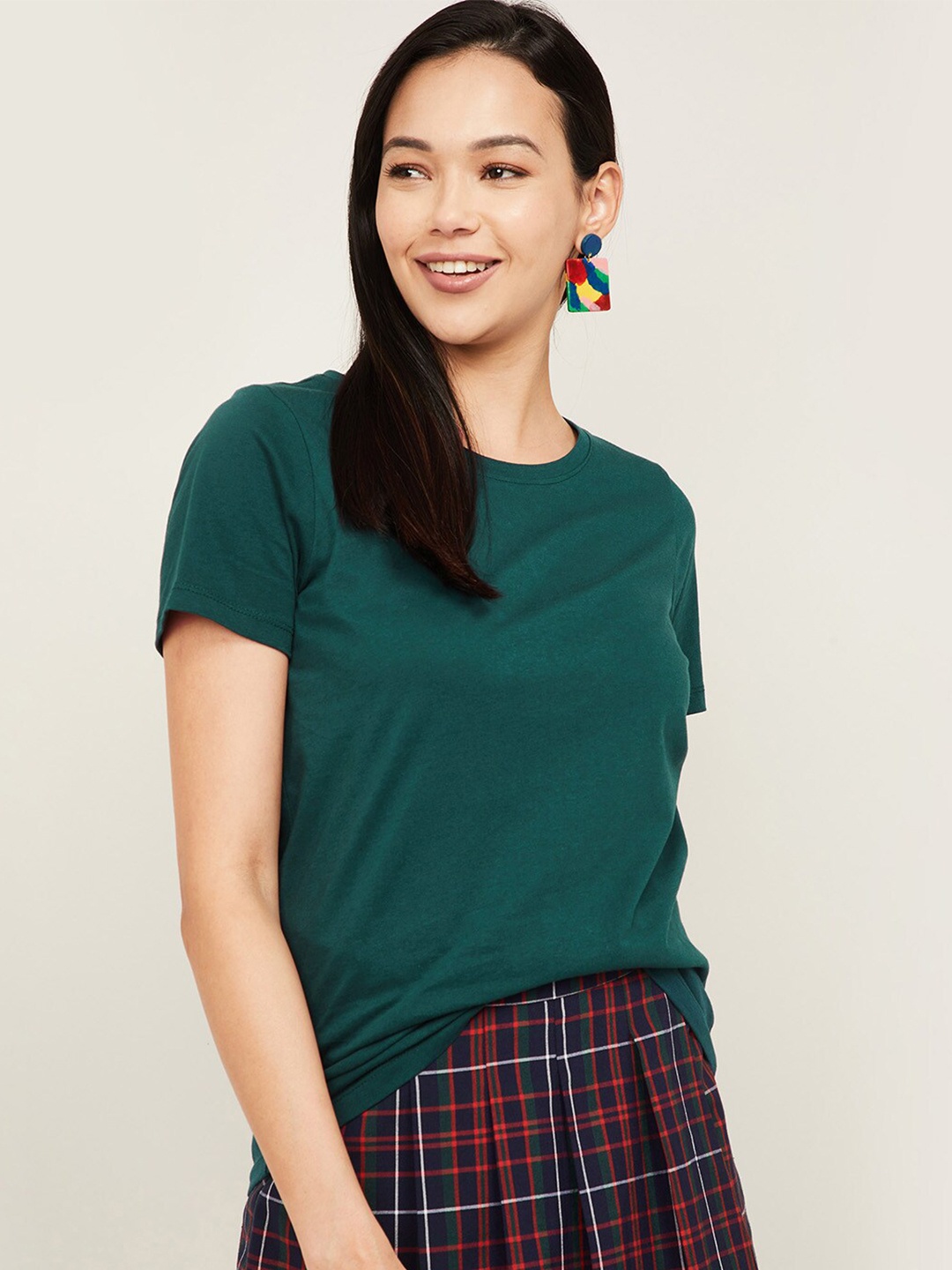 

Fame Forever by Lifestyle Woman Green Pure Cotton Top