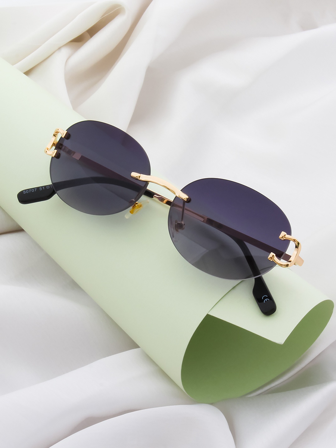 

Ted Smith Unisex Purple Lens & Gold-Toned Oval Sunglasses CLASSICO_C2