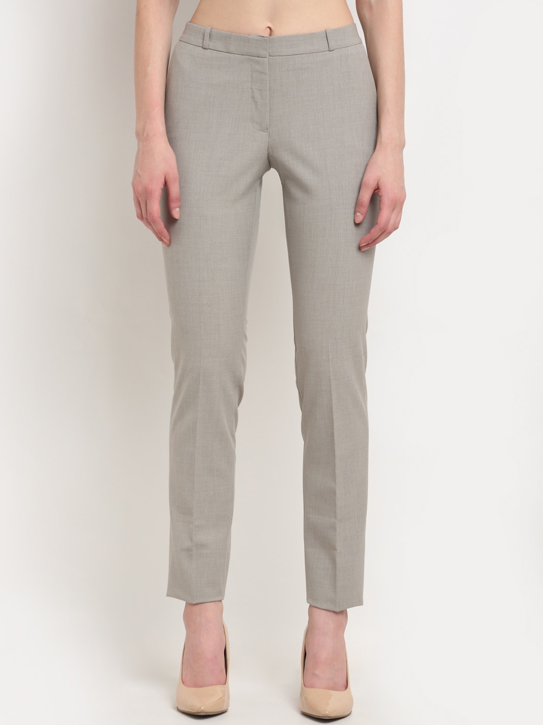 

Crozo By Cantabil Women Beige Slim Fit Cigerette Trousers