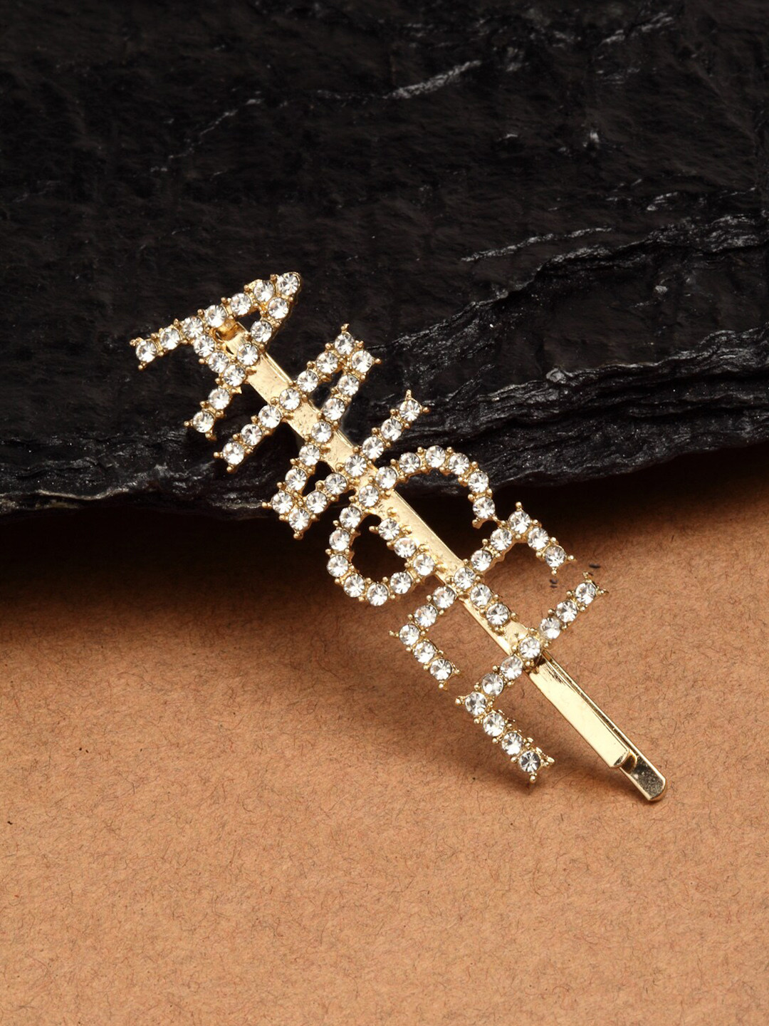 

Ferosh Women Gold-Toned & White Angel Crystal Embellished Bobby Pin