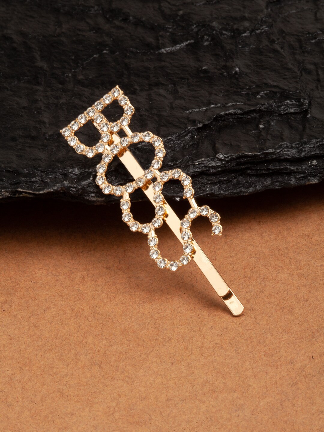 

Ferosh Women Gold-Toned & White Embellished Crystal Hairpin
