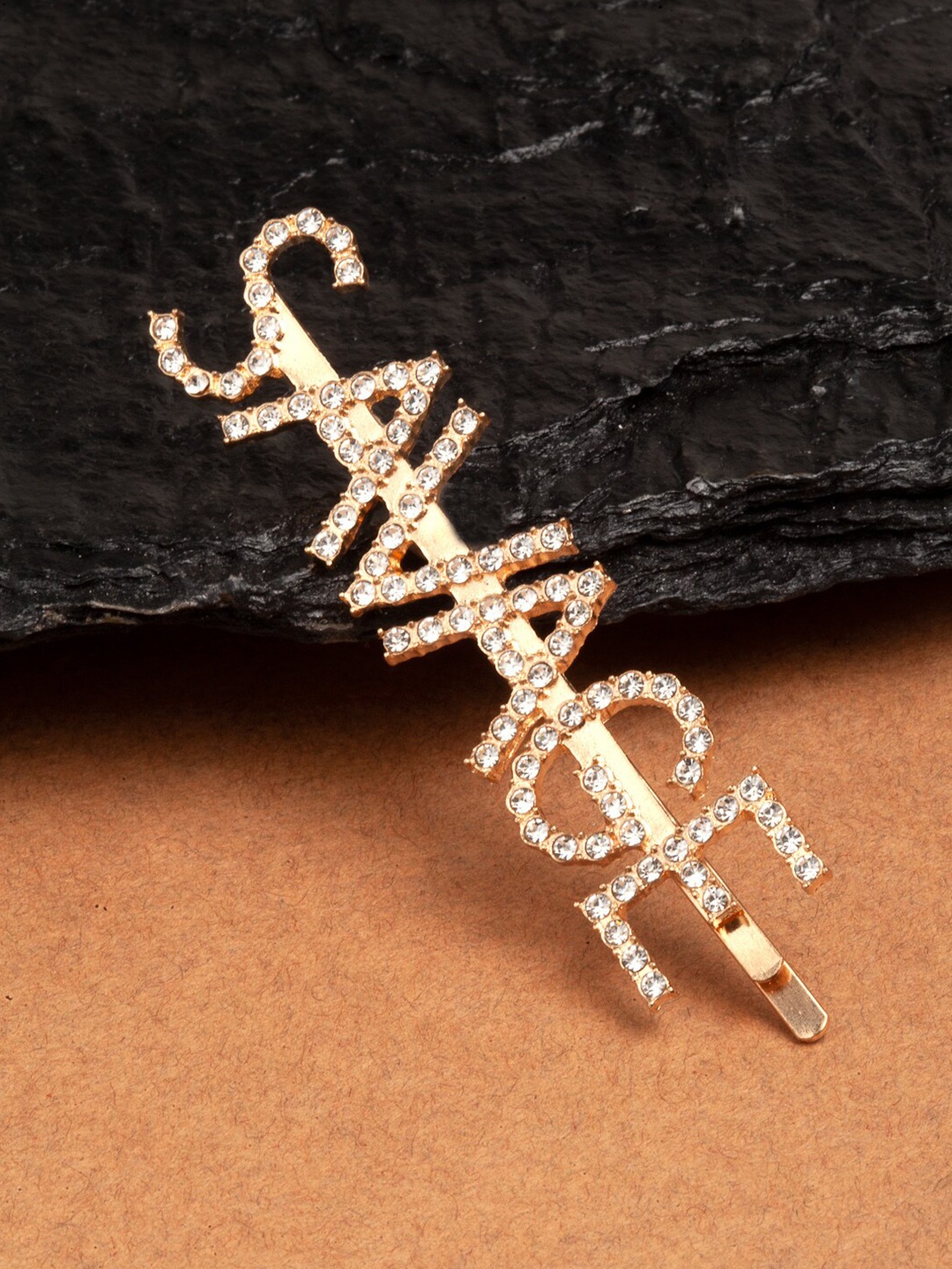 

Ferosh Women Gold-Toned & White Savage Crystal Embellished Bobby Pin