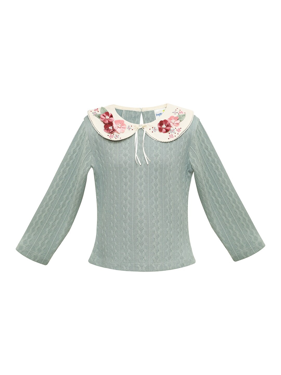 

Daffodils GIRLS WEAR Green Peter Pan Collar Regular Top