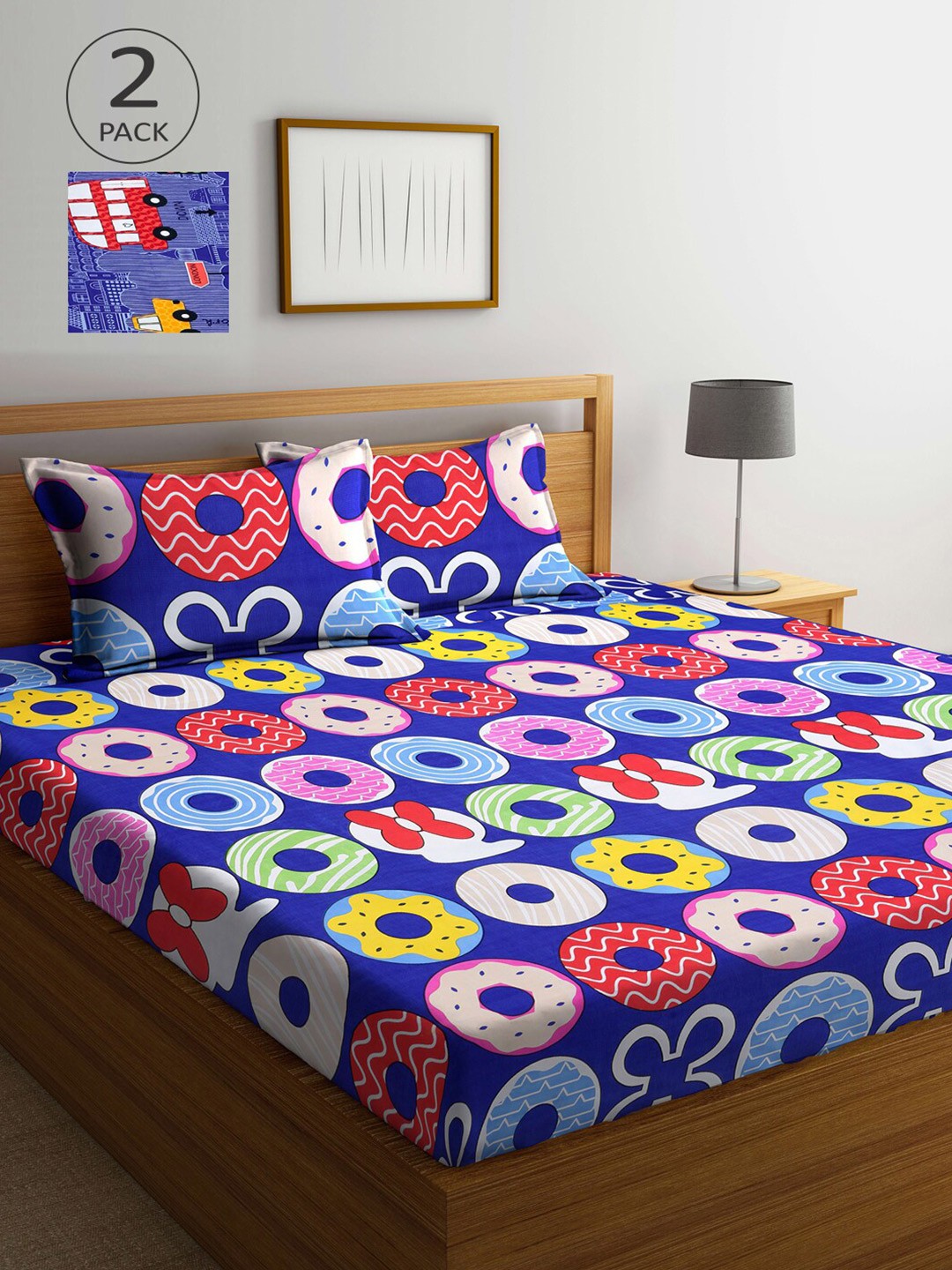 

Arrabi Blue & Red Cartoon Characters 210 TC 2 King Bedsheet with 4 Pillow Covers