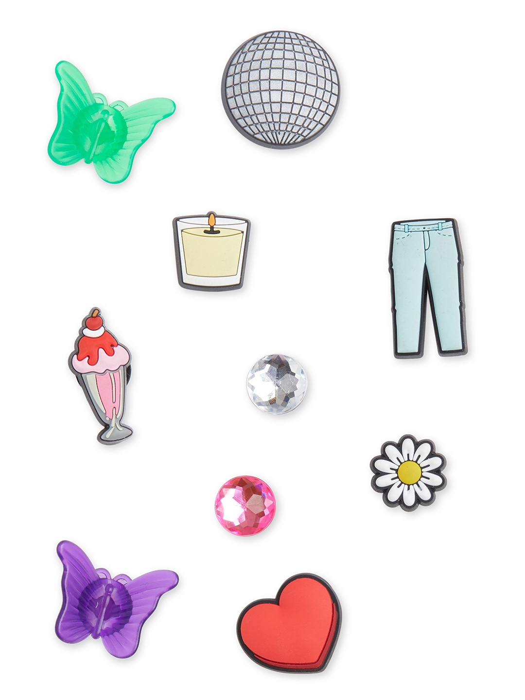 

Crocs Set Of 10 Green & Purple Cool Girl Jibbitz Shoe Charms