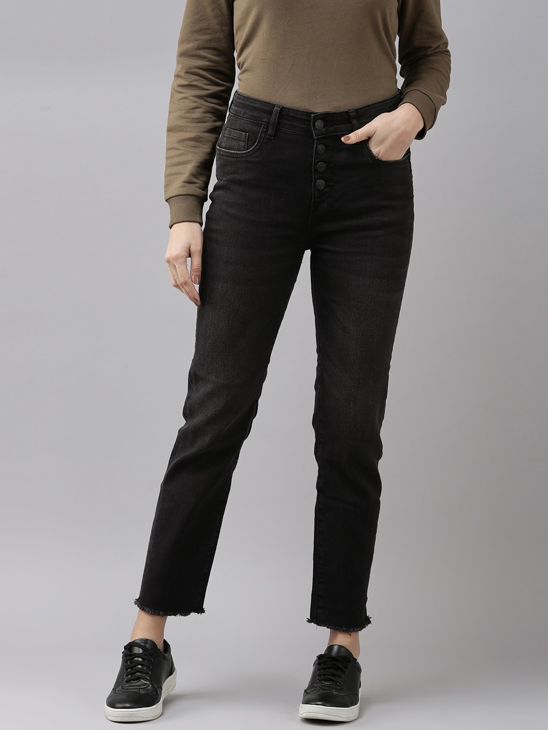 

Vero Moda Women Black Skinny Fit High-Rise Stretchable Jeans