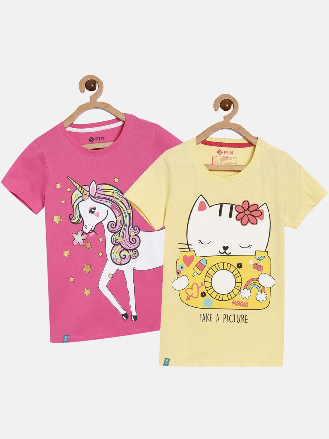 

3PIN Girls Multi 2 Unicorn Printed T-shirt